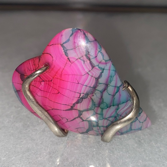 [SOLD] Large Silver Heart Stone Rings - Picture 4 of 6